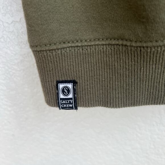 Salty Crew Men's Pullover Sweatshirt Sz S Olive Green In Fishing We Trust - Picture 7 of 8